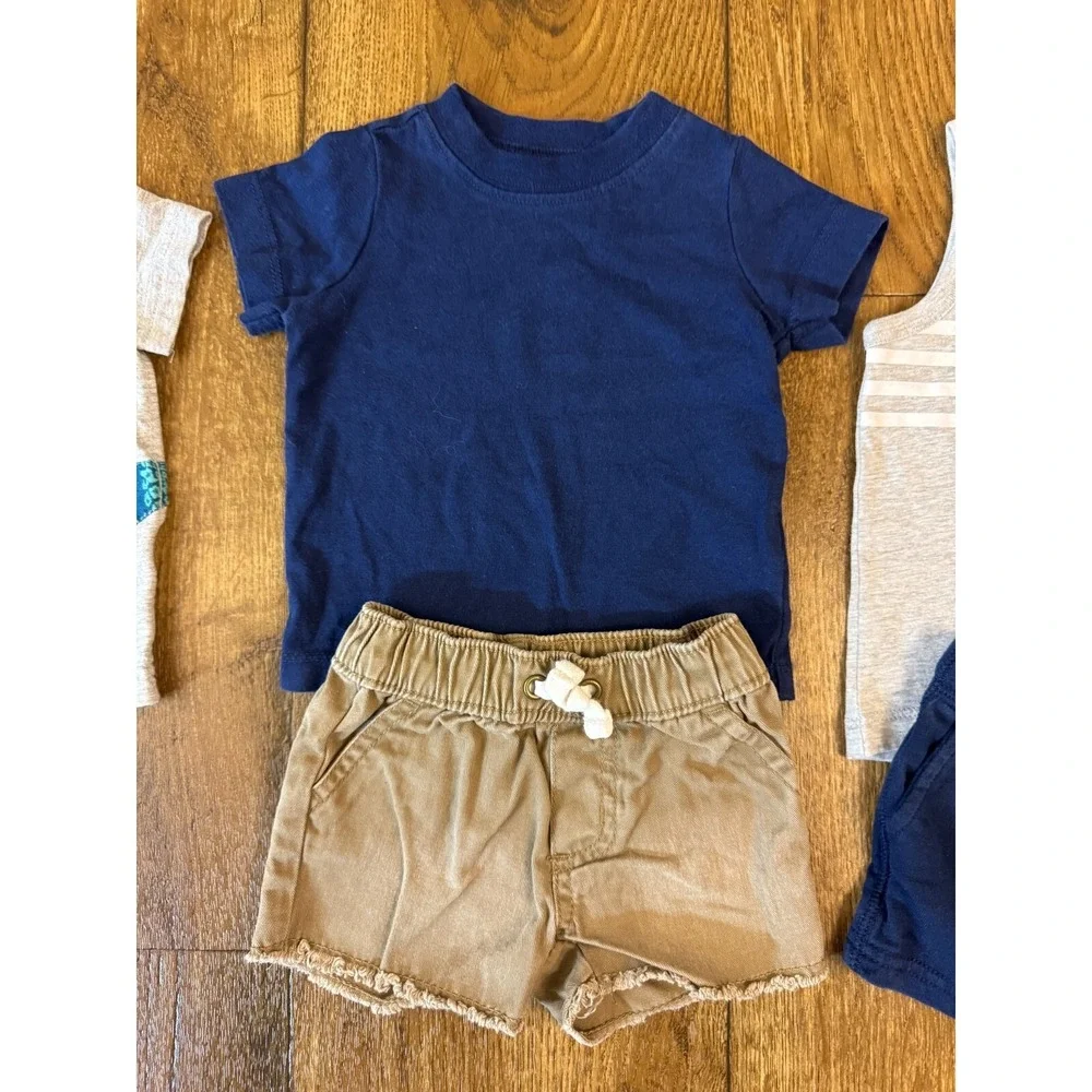Baby Boy 3 Months Summer Clothes Lot Outfits Shark Navy Brown Gray Shorts Shirts